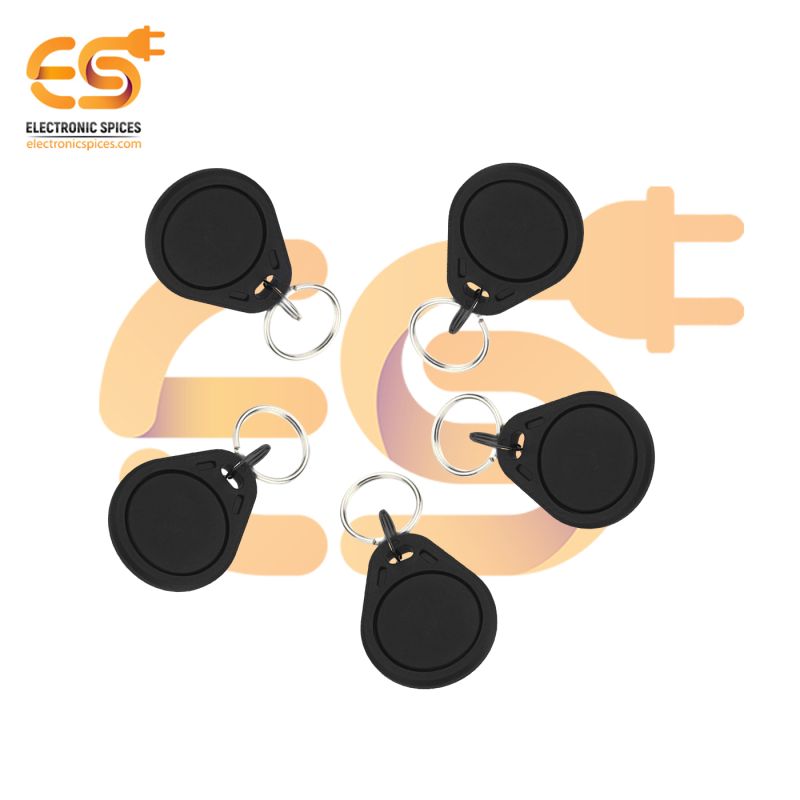 125KHz RFID Tag with Black Keychain for Access Control Pack of 5